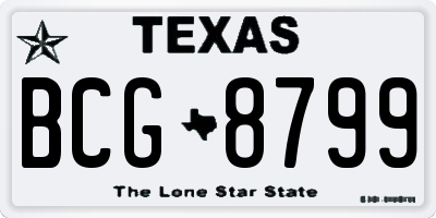 TX license plate BCG8799