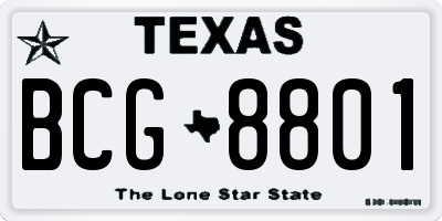 TX license plate BCG8801