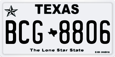 TX license plate BCG8806