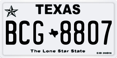 TX license plate BCG8807