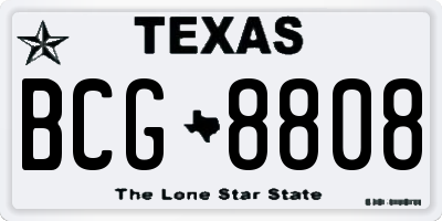 TX license plate BCG8808