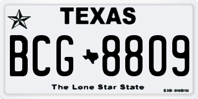 TX license plate BCG8809