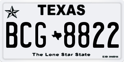 TX license plate BCG8822