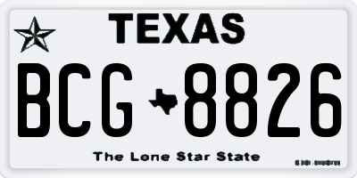 TX license plate BCG8826