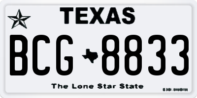 TX license plate BCG8833