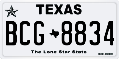 TX license plate BCG8834