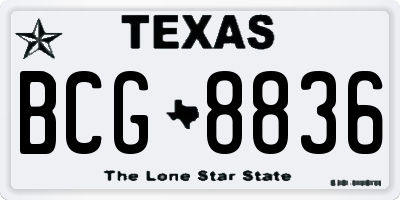 TX license plate BCG8836