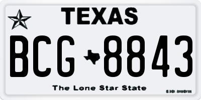 TX license plate BCG8843