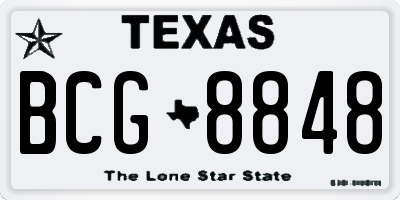 TX license plate BCG8848