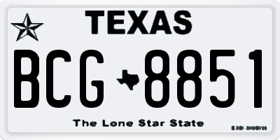 TX license plate BCG8851