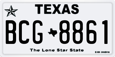 TX license plate BCG8861