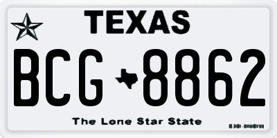 TX license plate BCG8862