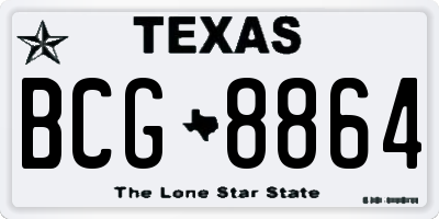 TX license plate BCG8864