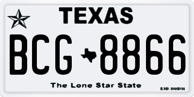 TX license plate BCG8866