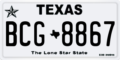 TX license plate BCG8867
