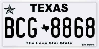 TX license plate BCG8868