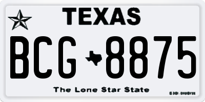 TX license plate BCG8875