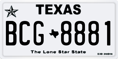 TX license plate BCG8881