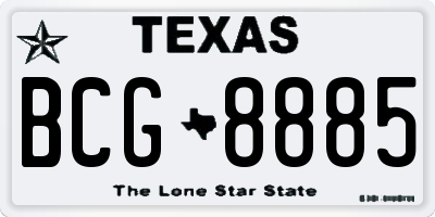 TX license plate BCG8885