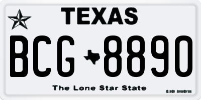 TX license plate BCG8890
