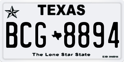 TX license plate BCG8894
