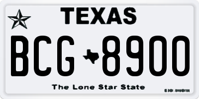 TX license plate BCG8900