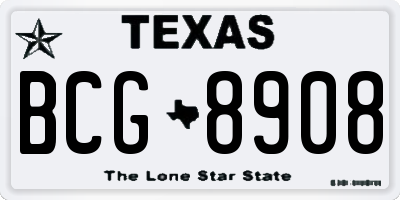 TX license plate BCG8908