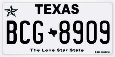 TX license plate BCG8909