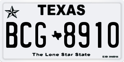 TX license plate BCG8910