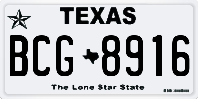 TX license plate BCG8916