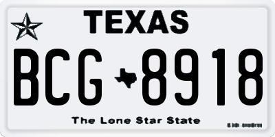 TX license plate BCG8918