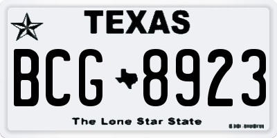 TX license plate BCG8923