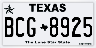 TX license plate BCG8925