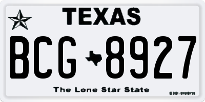 TX license plate BCG8927