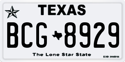 TX license plate BCG8929