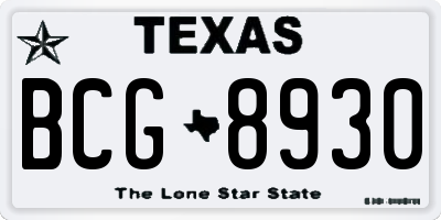 TX license plate BCG8930