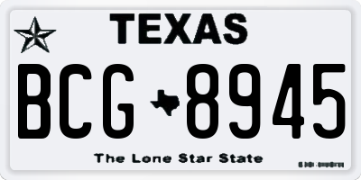 TX license plate BCG8945