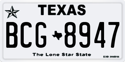 TX license plate BCG8947