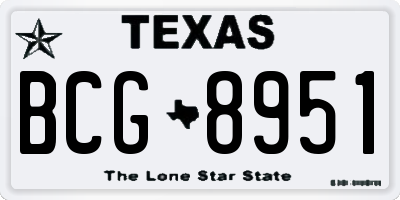 TX license plate BCG8951