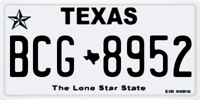 TX license plate BCG8952