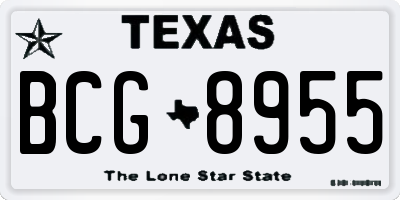 TX license plate BCG8955