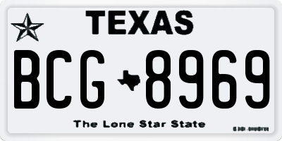 TX license plate BCG8969