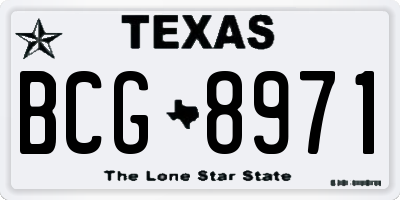 TX license plate BCG8971