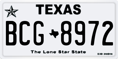 TX license plate BCG8972