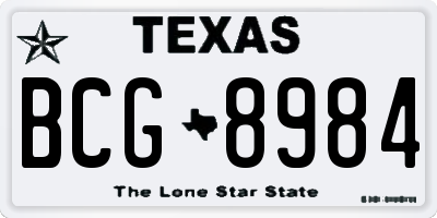 TX license plate BCG8984