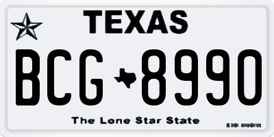 TX license plate BCG8990