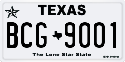 TX license plate BCG9001