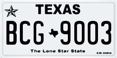 TX license plate BCG9003