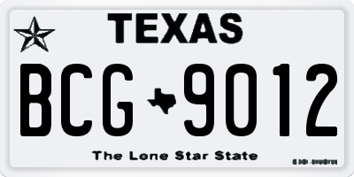 TX license plate BCG9012