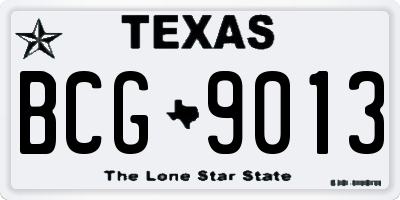 TX license plate BCG9013